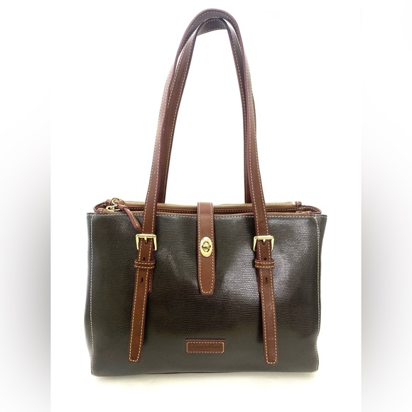 Dooney & Bourke Brown Claremont Miller Saffiano Leather Satchel Tote Handbag - Picture 2 of 16